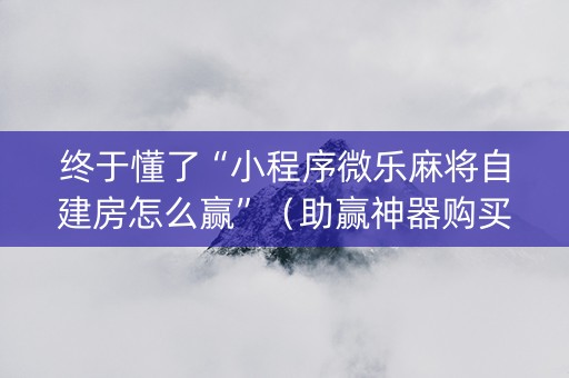 终于懂了“小程序微乐麻将自建房怎么赢”（助赢神器购买)