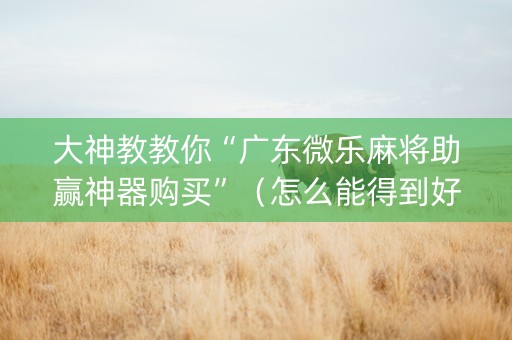 大神教教你“广东微乐麻将助赢神器购买”（怎么能得到好牌)