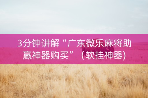 3分钟讲解“广东微乐麻将助赢神器购买”（软挂神器)