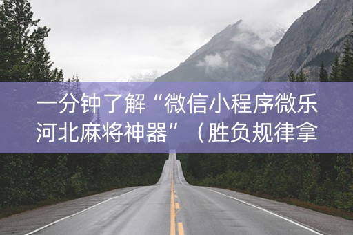 一分钟了解“微信小程序微乐河北麻将神器”（胜负规律拿好牌)