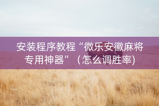 安装程序教程“微乐安徽麻将专用神器”（怎么调胜率)