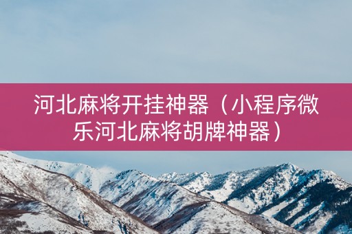 河北麻将开挂神器（小程序微乐河北麻将胡牌神器）