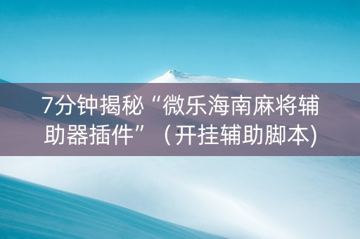 7分钟揭秘“微乐海南麻将辅助器插件”（开挂辅助脚本)