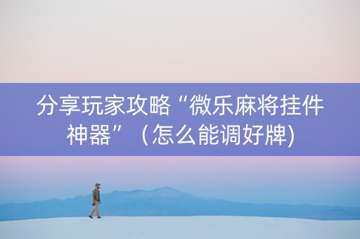 分享玩家攻略“微乐麻将挂件神器”（怎么能调好牌)