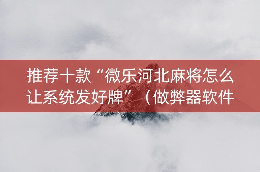 推荐十款“微乐河北麻将怎么让系统发好牌”（做弊器软件下载)