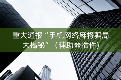 重大通报“手机网络麻将骗局大揭秘”（辅助器插件)