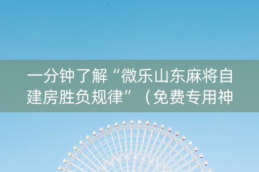 一分钟了解“微乐山东麻将自建房胜负规律”（免费专用神器)