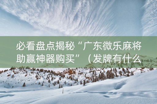 必看盘点揭秘“广东微乐麻将助赢神器购买”（发牌有什么规律吗)