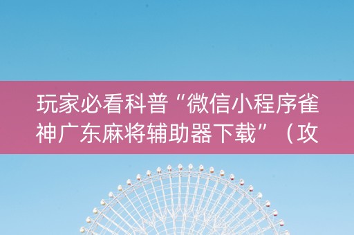 玩家必看科普“微信小程序雀神广东麻将辅助器下载”（攻略插件)