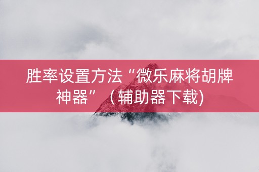 胜率设置方法“微乐麻将胡牌神器”（辅助器下载)
