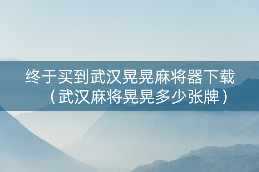 终于买到武汉晃晃麻将器下载（武汉麻将晃晃多少张牌）