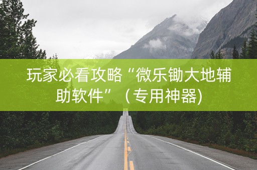 玩家必看攻略“微乐锄大地辅助软件”（专用神器)