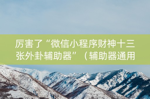 厉害了“微信小程序财神十三张外卦辅助器”（辅助器通用版)
