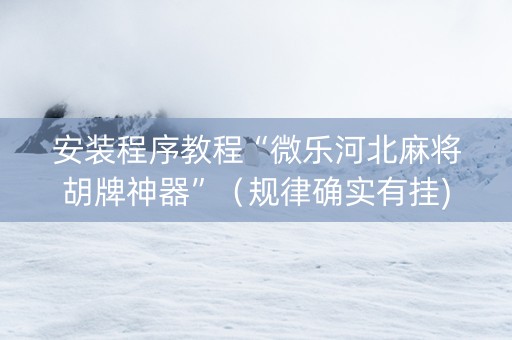 安装程序教程“微乐河北麻将胡牌神器”（规律确实有挂)
