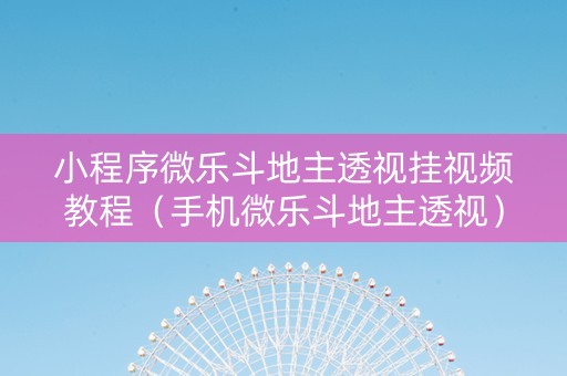 小程序微乐斗地主透视挂视频教程（手机微乐斗地主透视）