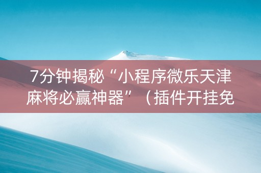 7分钟揭秘“小程序微乐天津麻将必赢神器”（插件开挂免费AI)