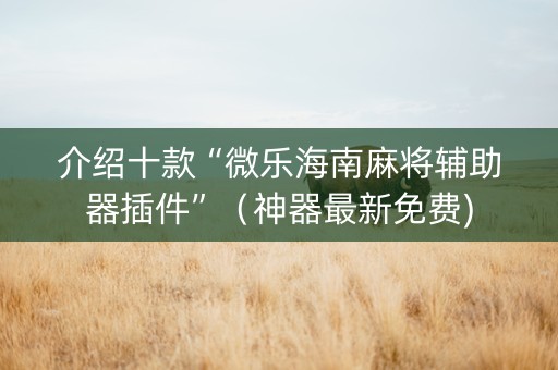 介绍十款“微乐海南麻将辅助器插件”（神器最新免费)