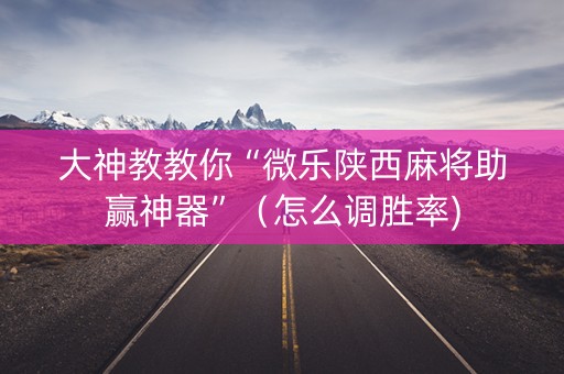 大神教教你“微乐陕西麻将助赢神器”（怎么调胜率)