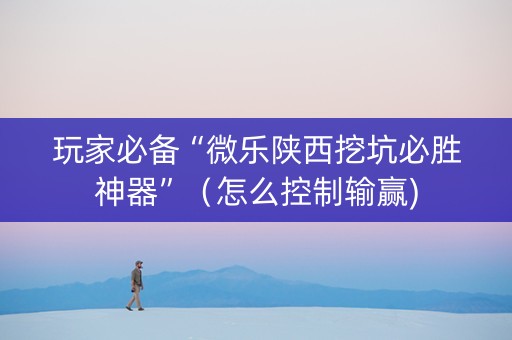 玩家必备“微乐陕西挖坑必胜神器”（怎么控制输赢)