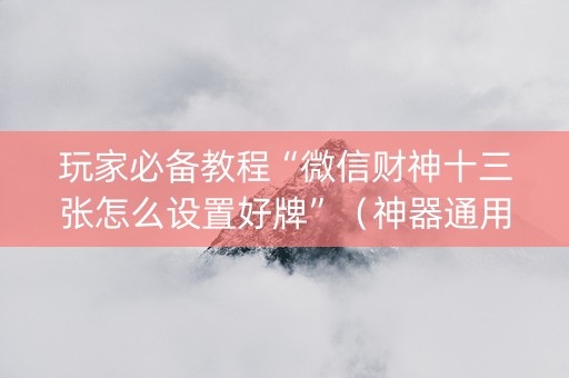 玩家必备教程“微信财神十三张怎么设置好牌”（神器通用版)