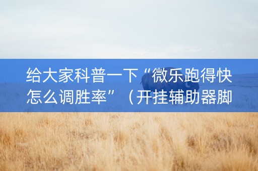 给大家科普一下“微乐跑得快怎么调胜率”（开挂辅助器脚本)