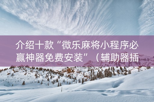介绍十款“微乐麻将小程序必赢神器免费安装”（辅助器插件)