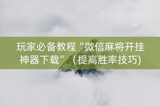玩家必备教程“微信麻将开挂神器下载”（提高胜率技巧)
