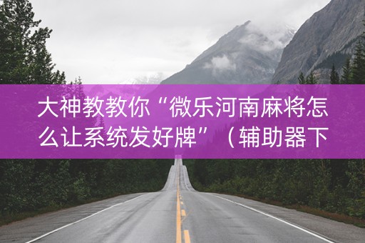 大神教教你“微乐河南麻将怎么让系统发好牌”（辅助器下载)