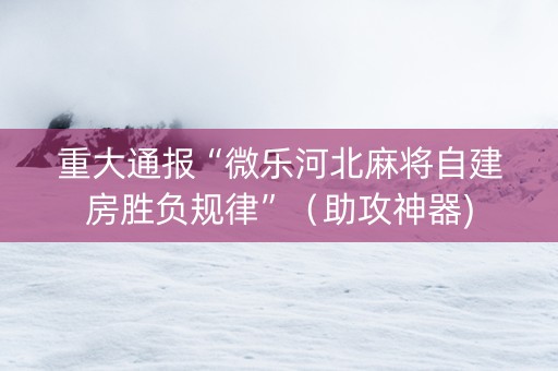 重大通报“微乐河北麻将自建房胜负规律”（助攻神器)