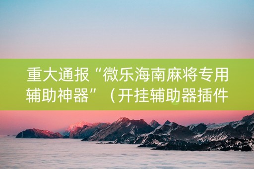 重大通报“微乐海南麻将专用辅助神器”（开挂辅助器插件)