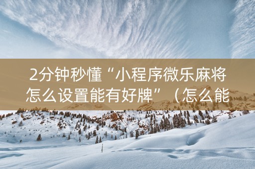 2分钟秒懂“小程序微乐麻将怎么设置能有好牌”（怎么能让牌好一点)