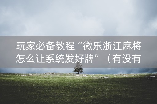 玩家必备教程“微乐浙江麻将怎么让系统发好牌”（有没有猫腻)
