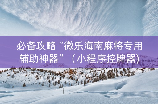 必备攻略“微乐海南麻将专用辅助神器”（小程序控牌器)