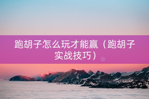 跑胡子怎么玩才能赢（跑胡子实战技巧）