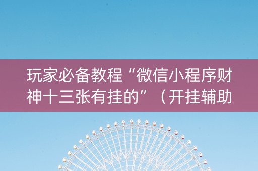 玩家必备教程“微信小程序财神十三张有挂的”（开挂辅助器脚本)
