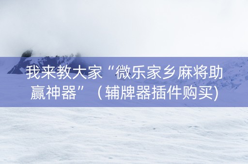 我来教大家“微乐家乡麻将助赢神器”（辅牌器插件购买)