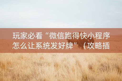 玩家必看“微信跑得快小程序怎么让系统发好牌”（攻略插件)