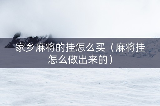 家乡麻将的挂怎么买（麻将挂怎么做出来的）