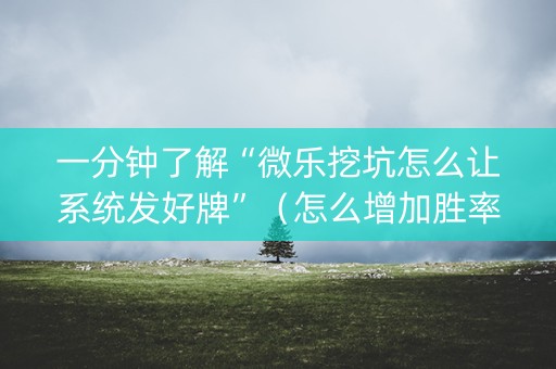 一分钟了解“微乐挖坑怎么让系统发好牌”（怎么增加胜率)