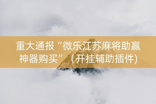 重大通报“微乐江苏麻将助赢神器购买”（开挂辅助插件)