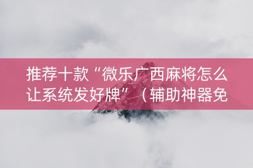 推荐十款“微乐广西麻将怎么让系统发好牌”（辅助神器免费)