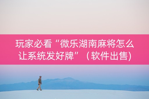 玩家必看“微乐湖南麻将怎么让系统发好牌”（软件出售)