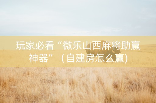 玩家必看“微乐山西麻将助赢神器”（自建房怎么赢)