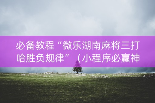 必备教程“微乐湖南麻将三打哈胜负规律”（小程序必赢神器)