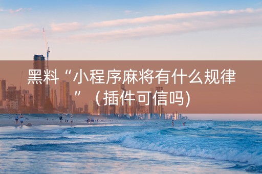 黑料“小程序麻将有什么规律”（插件可信吗)
