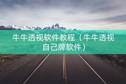 牛牛透视软件教程（牛牛透视自己牌软件）