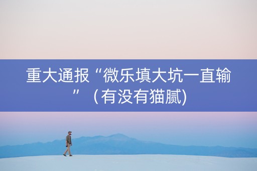 重大通报“微乐填大坑一直输”（有没有猫腻)