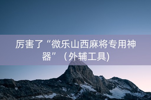 厉害了“微乐山西麻将专用神器”（外辅工具)