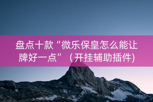 盘点十款“微乐保皇怎么能让牌好一点”（开挂辅助插件)