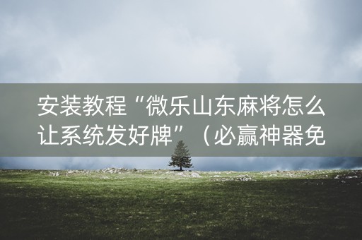 安装教程“微乐山东麻将怎么让系统发好牌”（必赢神器免费安装)
